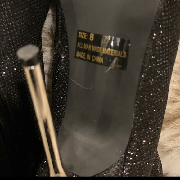 Sexy Ankle High Heel Black Sparkly Glitter boots - Picture 16 of 16